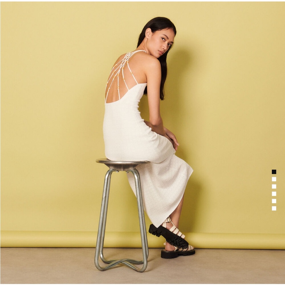 New Sandro knit White Embellished Dress 42